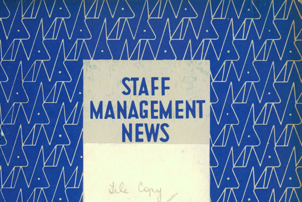 A colour image of a cover of a staff bulletin.