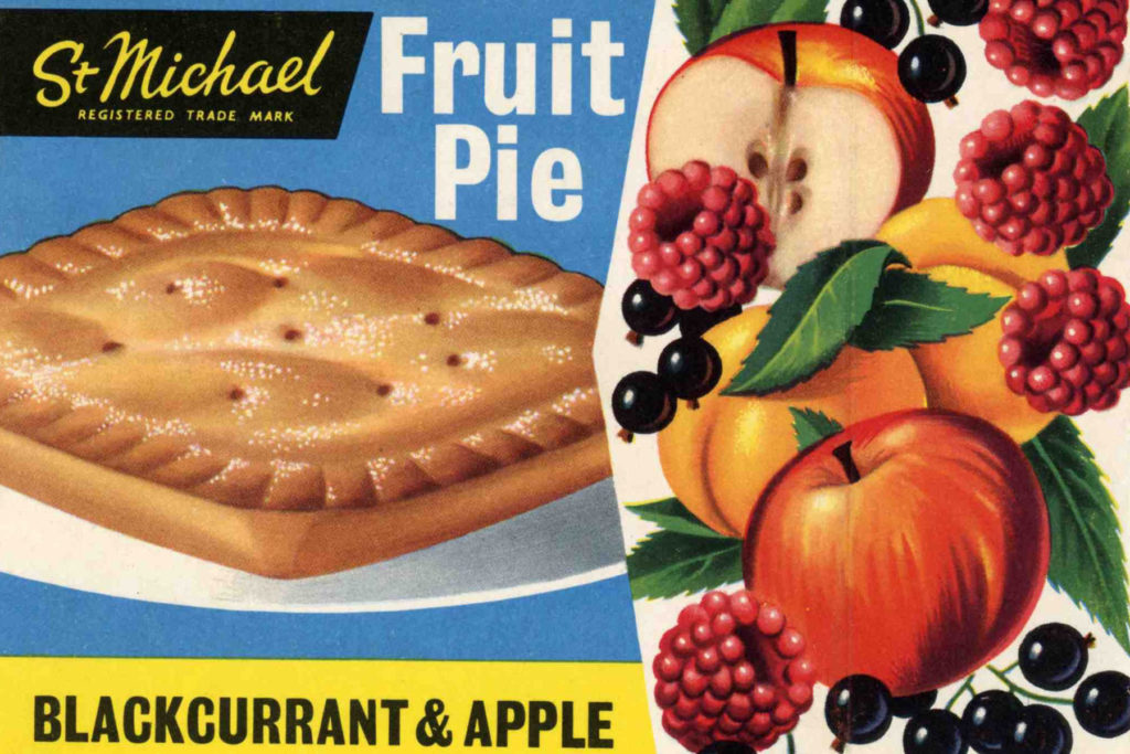A colour image of packaging for fruit pie.
